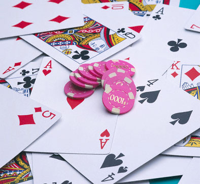pink cards and chips